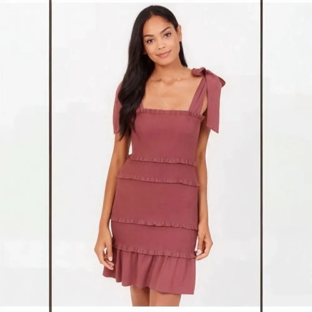 Altar’d State Ruched Ruffle Mini Dress NWT